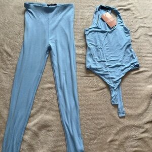 Blue Women's Jumpsuit and Leggings Set